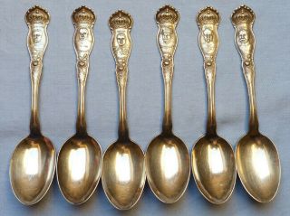 Rare Set Of 6 Ww1 Spoons - Allied Army And Navy Generals Admirals