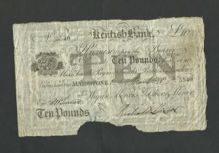 Kentish Bank £10 1878 Provincial Note O1333 Rare