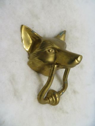 Vintage Solid Brass Wolf Fox Coyote Door Knocker