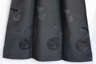 Antique 1920s Chinese Archaic Symbols Black Damask Silk Skirt Cheongsam Qipao 3