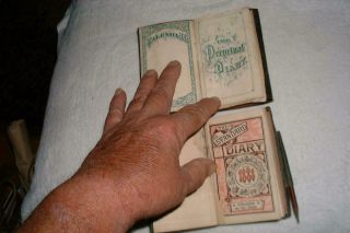 Two Vintage Handwritten Diary 1880 - 1881 &1888 Farm Worker Estate Find