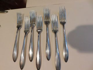 Set Of 7 Oneida Patrician Community Plate Silverplate Long Handle Dinner Forks