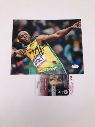 Usain Bolt Signed 8x10 Photo Olympic Gold Run Jsa Rare Autographed