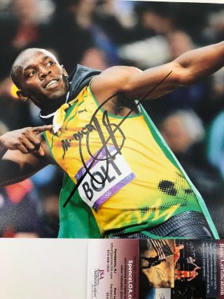 Usain Bolt signed 8x10 Photo Olympic Gold Run JSA RARE Autographed 2