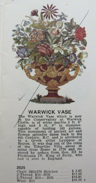 Rare Vintage Alice Godkin 2025 Warwick Vase Petit Point Kit