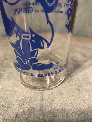 Very Rare Disney Promo Glass - Snow White Grumpy Glass - 4 3/4” Tall Blue 2