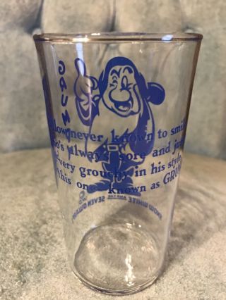 Very Rare Disney Promo Glass - Snow White Grumpy Glass - 4 3/4” Tall Blue 3