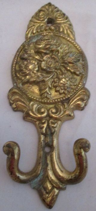 Antique Brass Wall Mounted Hook Key Coat Holder Hanger Ornate Brass Decor