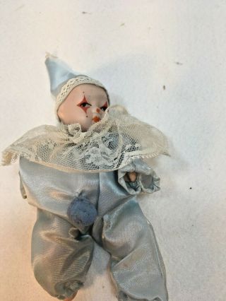 Vintage Porcelain Body Baby Clown Doll 5.  5”