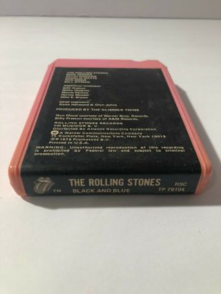 The Rolling Stones Black And Blue Rare RSC TP 79104 8 Track Cartridge Tape 2