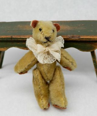 Vintage Antique Steiff Style Teddy Bear - Artisan Dollhouse Miniature 1:12