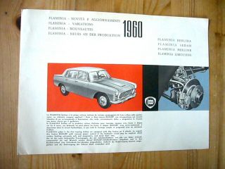 Lancia Flaminia Folder Brochure,  1960,  Rare,  Inc Zagato