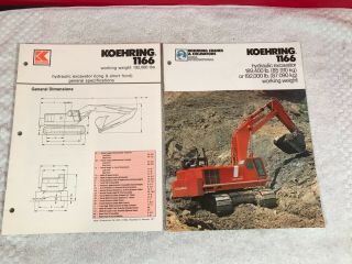 2 Rare Koehring Lorain Excavator 1146 1166 Dealer Sales Brochure 7 Page