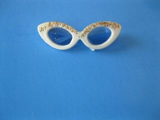 Vintage Barbie Doll White With Gold Glitter Sunglasses Eyeglasses 60 