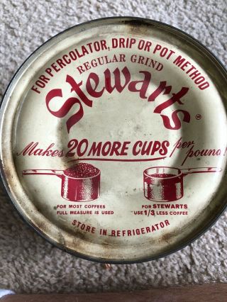 VINTAGE STEWART ' S PRIVATE BLEND COFFEE TIN RARE OLD CAN CHICAGO ILL. 3