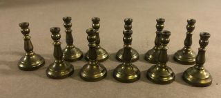 11 Vintage Doll House Brass Candle Stick Holders 1 3/4” Tall D9