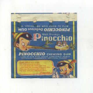 Vintage Walt Disney Pinocchio Chewing Gum Wrapper 1930 