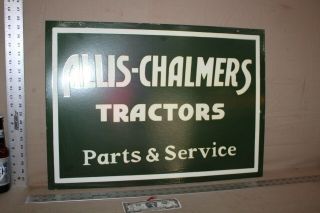 Rare Allis Chalmers Tractor 2 - Sided Dealer Porcelain Metal Sign Gas Oil Farm