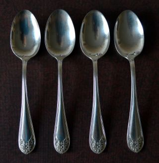 4 Soup Spoons - Vintage Wm Rogers & Son Aa Silver Plate Pat.  Jan 4,  1910 Daisy