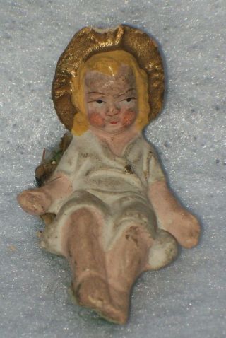 Rare Vintage Old Chalk Baby Jesus Christmas Nativity Manger Scene Figurine