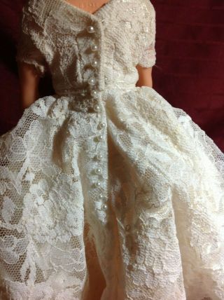 Vintage Wedding Gowns Satin and Lace and Pearl and Veil for Tammy doll 2