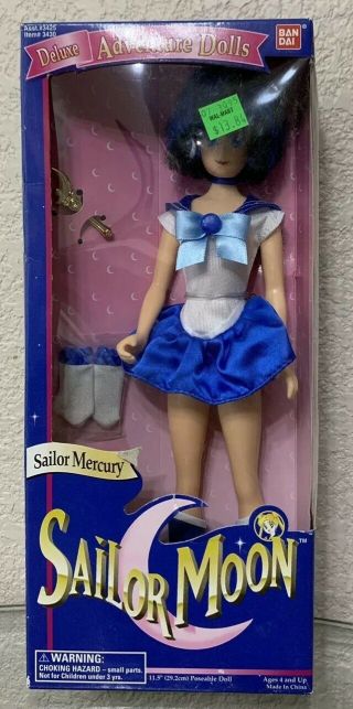 Sailor Moon Deluxe Adventure Dolls Mercury 11.  5 " Doll Ban Dai 1995 3430
