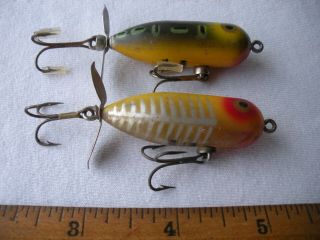 2 Vintage Heddon Tiny Torpedo Topwater Tailspinners 2