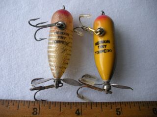 2 Vintage Heddon Tiny Torpedo Topwater Tailspinners 3