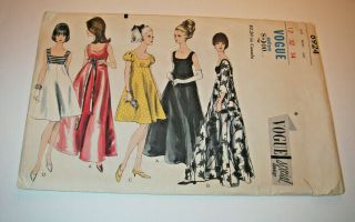 Rare Vintage Vogue Special Design Pattern 6924 Size 12 Evening Dress 1960s