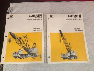 2 Rare 1970s Koehring Lorain Friction Moto Crane Dealer Brochure