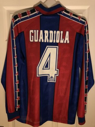 Rare Barcelona Barca Home Football Shirt Size L Guardiola 1997 L/sleeves