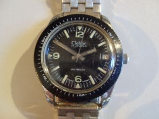 Clebar Swiss Vintage Great Dial Diver Style Wind Up Men 