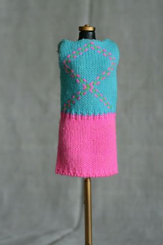 Vintage Barbie 1804 Knit Hit Lined Version,  Pink Blue Mattel 60s