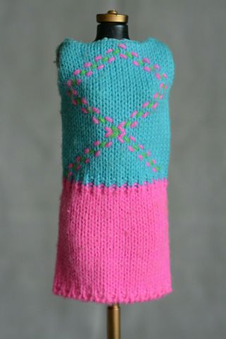 Vintage Barbie 1804 Knit Hit Lined Version,  Pink Blue Mattel 60s 2
