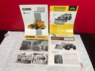 4 Rare 1970s Clark Michigan Shovel Tractor Dealer Sales Brochure Ads