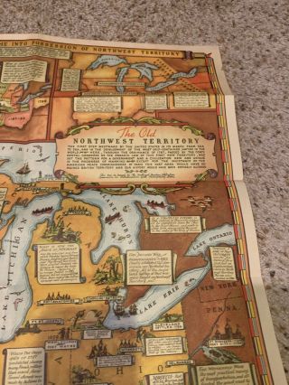 1937 Historical Map Of Old Northwest Territory Michigan Illinois Indiana Ohio 3