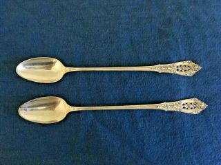 Sterling Silver 1934 Rose Point By Wallace Ice Tea Spoons Set 2