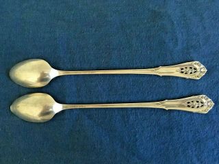 Sterling Silver 1934 Rose Point by Wallace Ice Tea Spoons Set 2 2