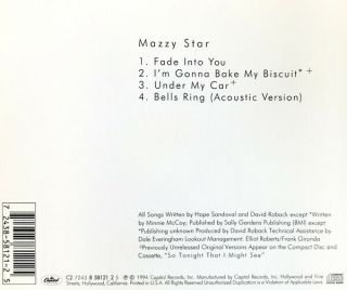 MAZZY STAR 4 track CD Single FADE INTO YOU,  rare b sides 2