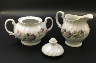 Vintage Regency Rose Cream And Sugar Bowl Set Creative Fine China