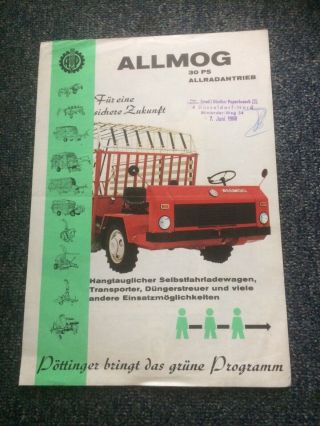 Pottinger Allmog Brochure 1968 - V.  Rare - German