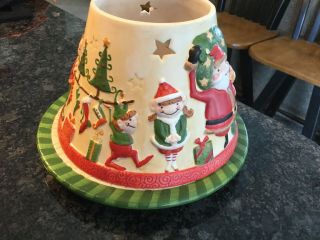 Yankee Candle Xmas Elves Large Shade Candle Topper With Plate