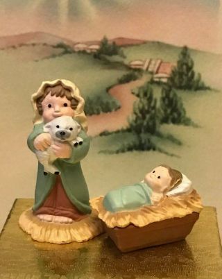 Dollhouse Shepherd W/ Lamb,  Baby Jesus Christmas Hallmark Miniature 1988