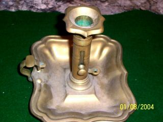 Antique Brass Rectangle Base Ratchet Push - Up Chamberstick