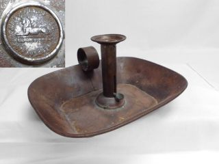 Antique Jh Hopkins & Sons Tin Push Up Candle Holder Candlestick W/tray Signed