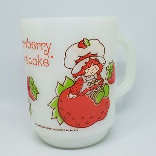 Vintage Strawberry Shortcake Anchor Hocking Milk Glass 4 " Mug 1980 Ssc Cup