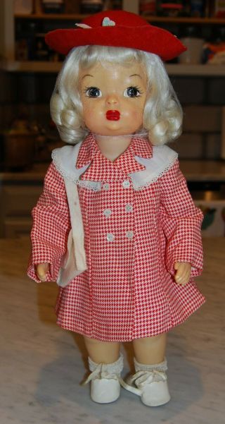 Vintage Terri Lee Doll Clothing - Herringbone Coat & Hat W/purse & Comb 3590c