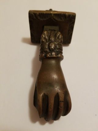 Vintage Victorian Style Antique Heavy Metal Hand & Ball Door Knocker