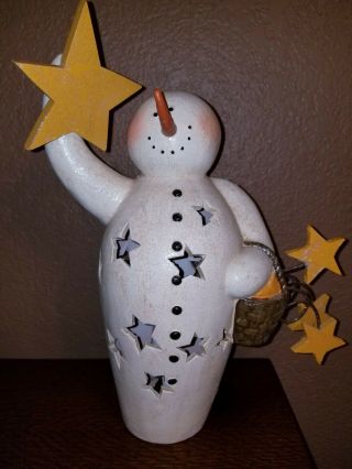 Rare Dept 56 Once Upon A Starry Night Crackle Snowman Lamp Mary Beth Baxter