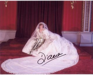 Rare Princess Diana Autographed Wedding Dress Glossy 8x10 Photo Print